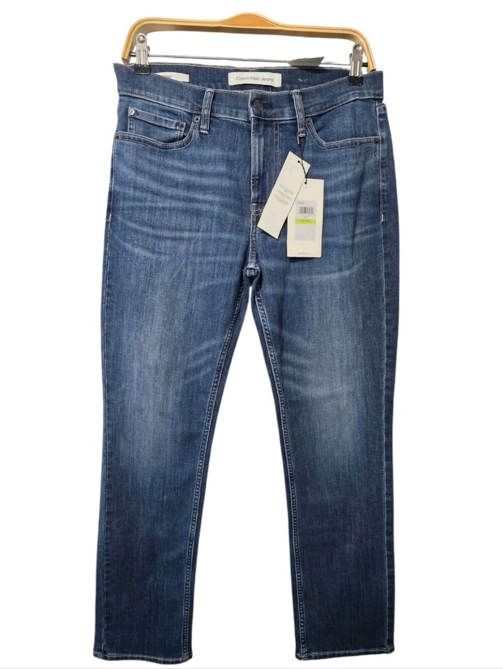 NWT Calvin Klein Jeans Men 30x30 Straight Fit Blue High Stretch Denim Luster